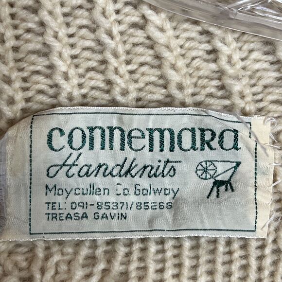 Vtg Connemara Knitwear Ireland Merino Wool Zip-up Cardigan Cable Knit M/L - Picture 8 of 9